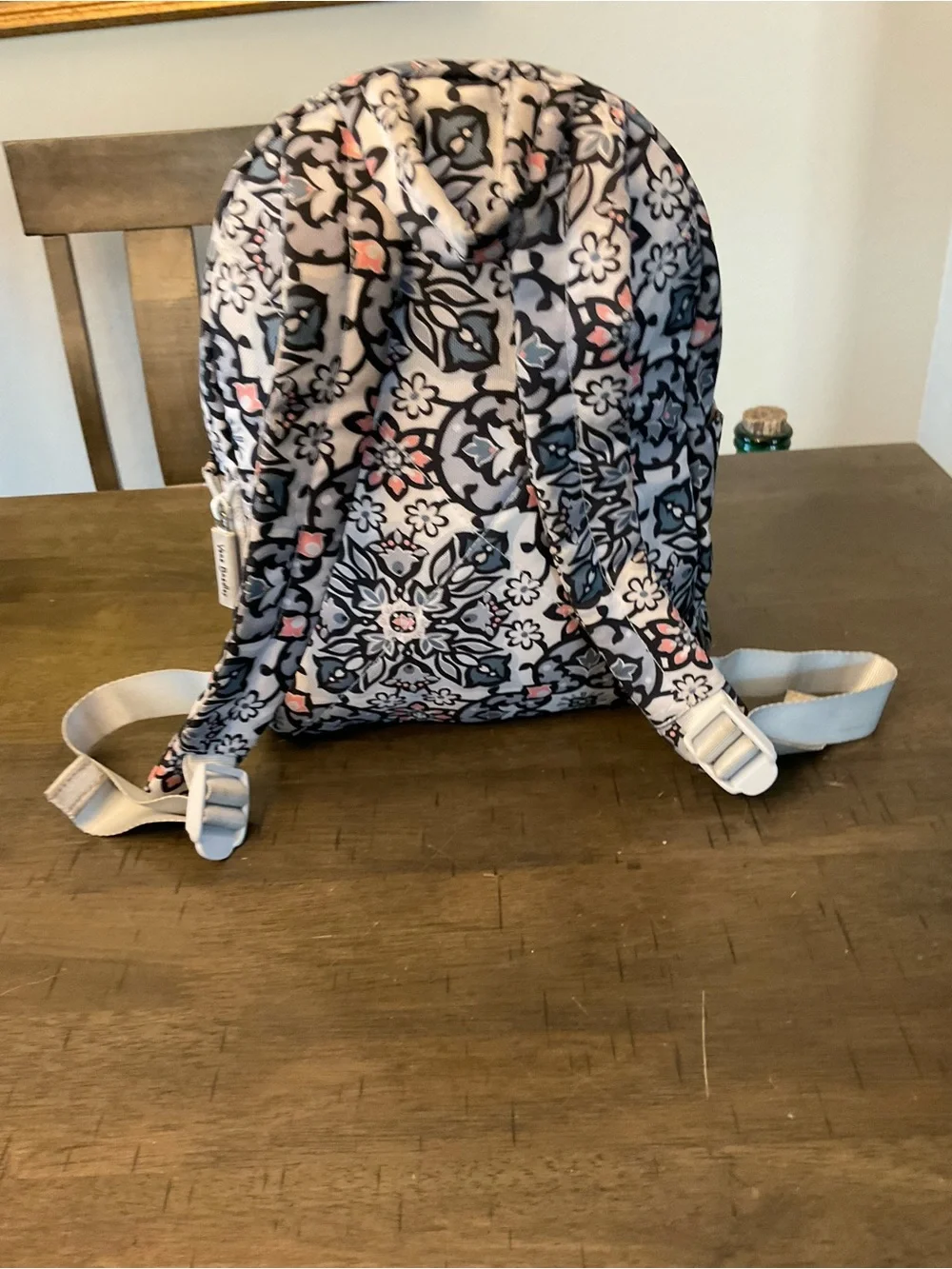 Vera Bradley Compact Backpack Lighten Up Grey Purple Mimosa Medallion Floral